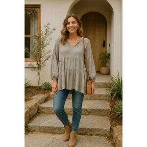 Impressions Tunic Top Mini Dress Boutique Tiered Cotton Gauze Spring Summer